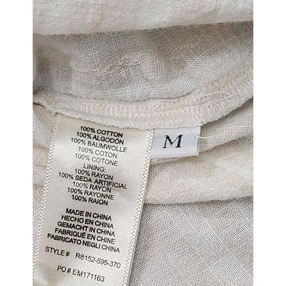 Anthropologie‎ Cloth & Stone Bow- tied chambray dress M White Tan Lined - Picture 7 of 10